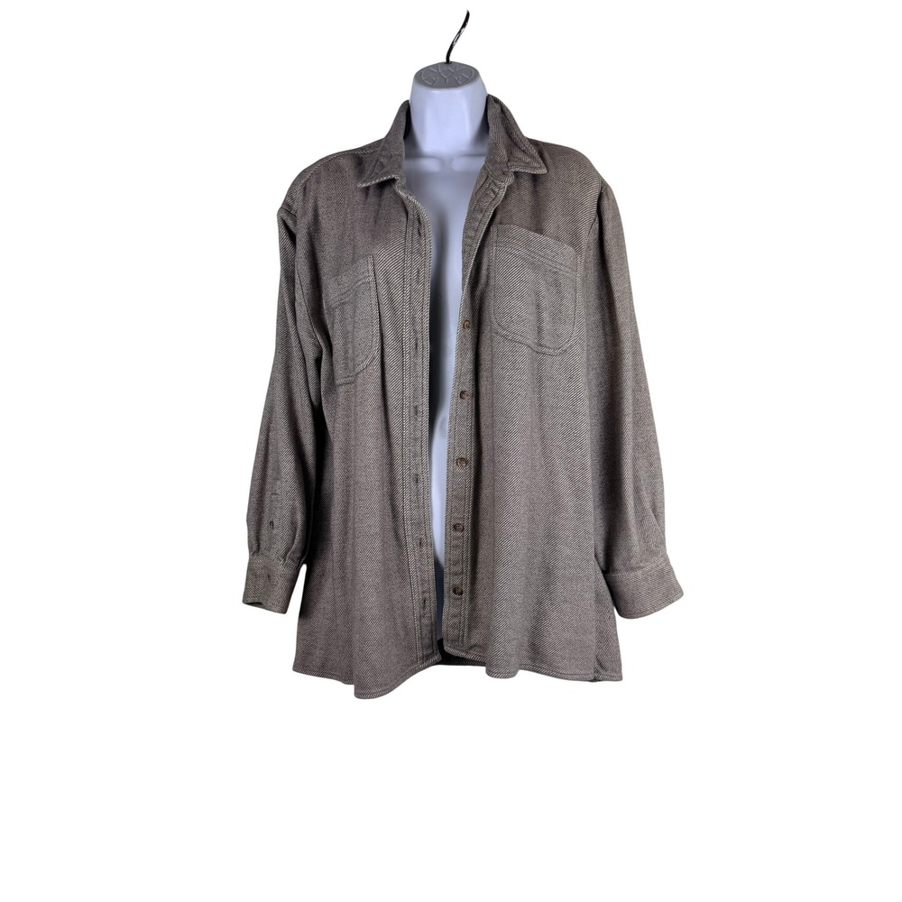 Madewell Women Brown Heathered Knit Button Front Oversized Shirt Jacket Autumn
